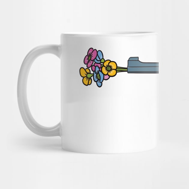 Revolver with a barrel blocked by flowers by StefanAlfonso